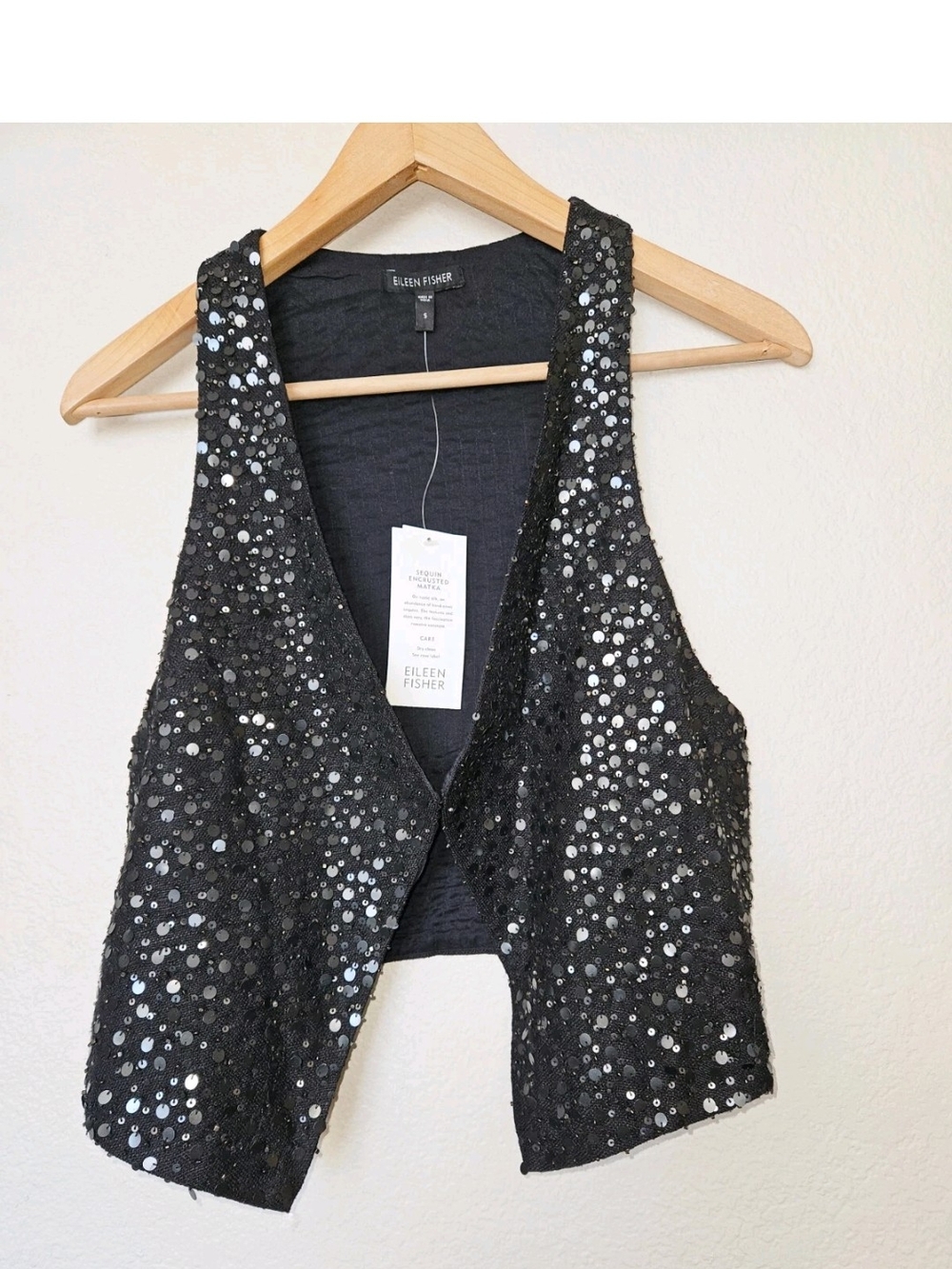 Eileen Fisher Matka Black Sequin Vest